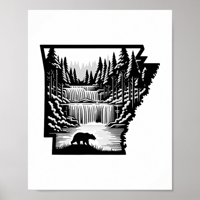 Póster Mapa y paisaje de Arkansas  (Frente)