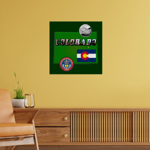 Póster Mapa y texto de imagen de Colorado