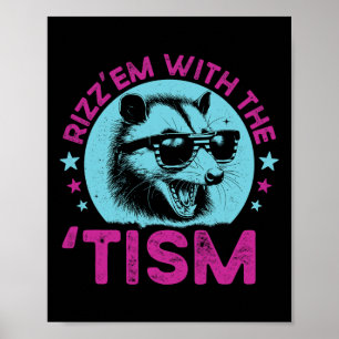 Póster Mapache Autismo Chiste Divertido Rizz Em Con El Ti