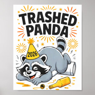 Póster Mapache Borracho Año Nuevo 2026 Mapache Divertido 