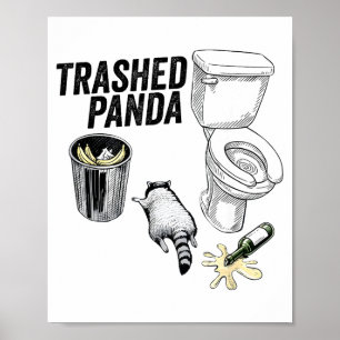Póster Mapache Borracho Divertido, Mapache Basura Hu