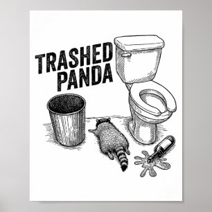 Póster Mapache Borracho Divertido, Mapache de la Basura H
