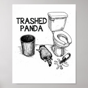 Póster Mapache Borracho Divertido Mapache Destrozado