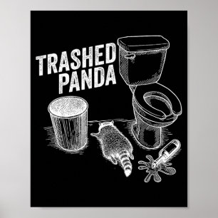 Póster Mapache Borracho Divertido Panda Destrozado