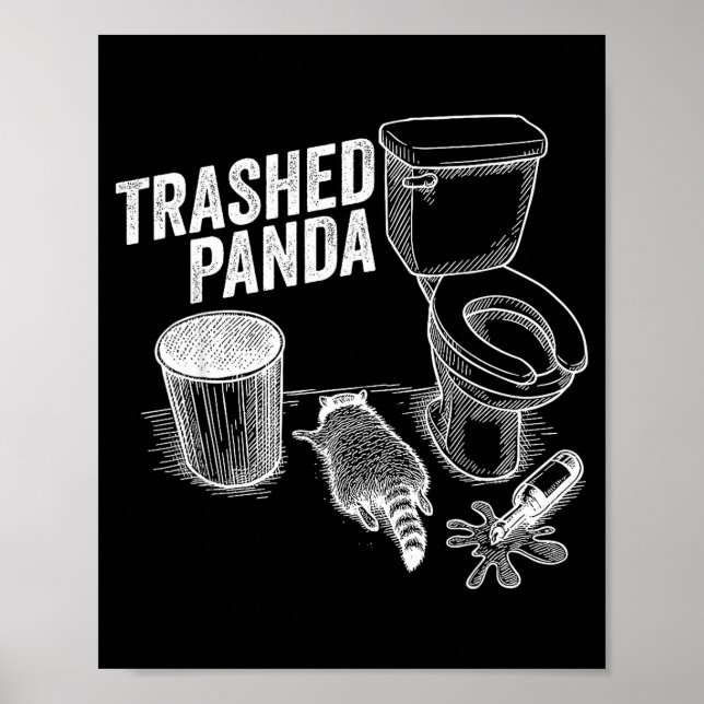 Póster Mapache Borracho Divertido Panda Destrozado  (Frente)