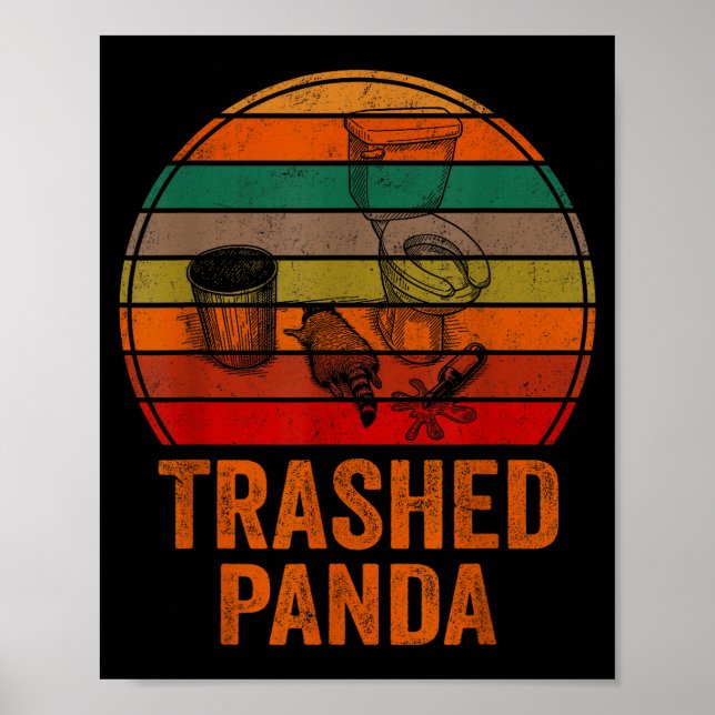 Póster Mapache Borracho Divertido Panda Destrozado Hombre (Frente)