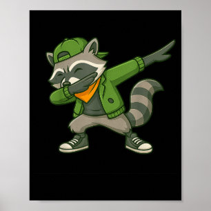 Póster Mapache Dab Ropa Urbana Clic Divertido Para Hombre
