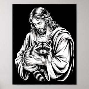 Póster Mapache de basura Jesús Mapache Mapache destrozado