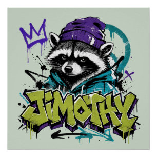 Póster Mapache de grafiti Arte Urbano Estilo Punk