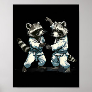 Póster Mapache de Karate Mma Taekwondo Artes Marciales