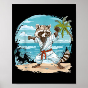 Póster Mapache de Karate Mma Taekwondo Artes Marciales