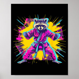 Póster Mapache de Karate Mma Taekwondo Artes Marciales An