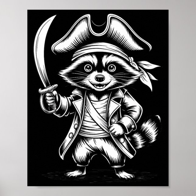 Póster Mapache de tasa divertida (Frente)