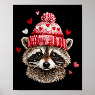 Póster Mapache Día de San Valentín Divertido Mapache Fera