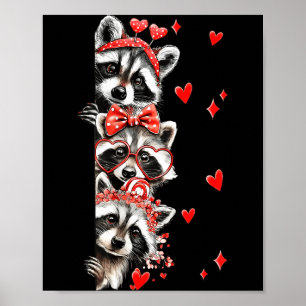 Póster Mapache Día de San Valentín Divertido Mapache Fera