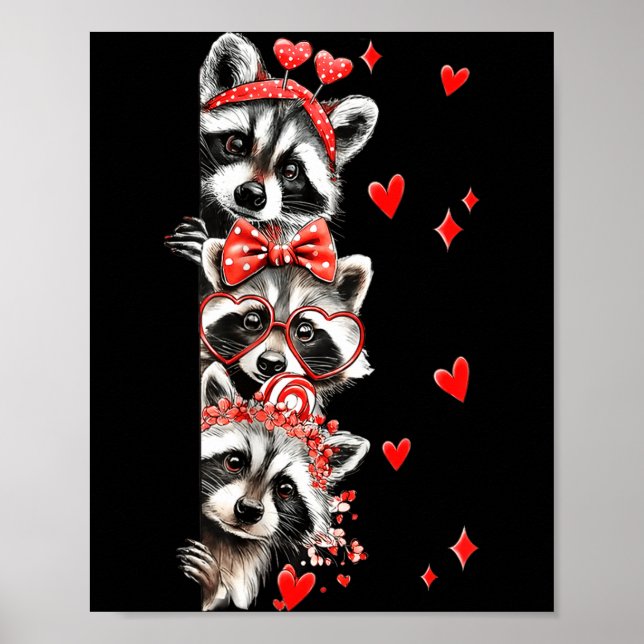 Póster Mapache Día de San Valentín Divertido Mapache Fera (Frente)