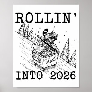 Póster Mapache Divertido 2026 Año Nuevo Sarcástico, Rodan