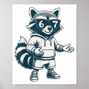 Póster Mapache Divertido 67 Meme Seis Siete 