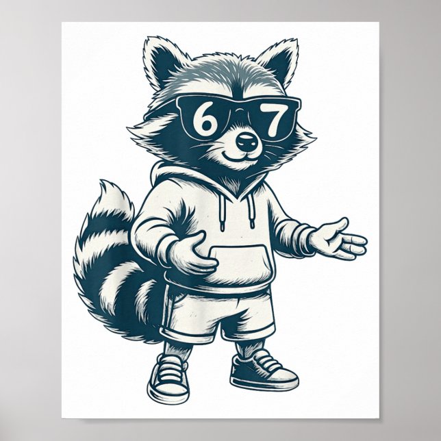 Póster Mapache Divertido 67 Meme Seis Siete  (Frente)