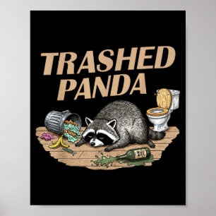 Póster Mapache divertido destrozado se emborracha Meme de