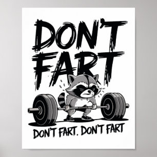 Póster Mapache Divertido No Te Pedos Gimnasio Fitness Ent