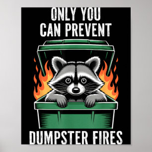 Póster Mapache divertido, solo tú puedes prevenir incendi