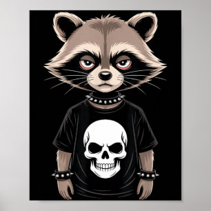 Póster Mapache Emo Oscuro Con Estilo Punk Alternativo De