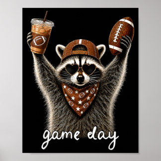 Póster Mapache Fvibesl Con Café Helado Fútbol Día De Part
