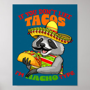 Póster Mapache mexicano cinco de mayo divertido lindo com