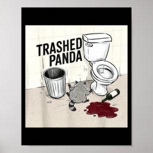 Póster Mapache Panda Destrozado Divertido Se Emborracha