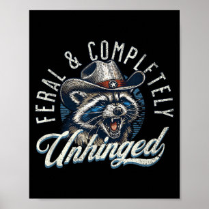 Póster Mapache Vaquero Divertido, Feral y Totalmente Desq