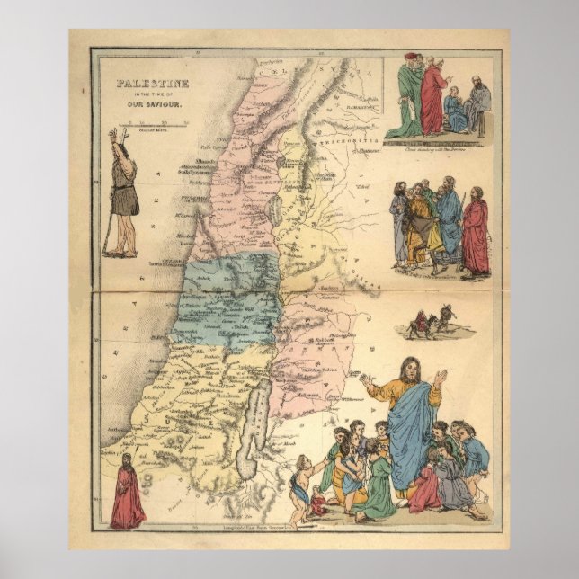 Póster Mapas de la Biblia Vintage 1856 Poster de valores  (Frente)