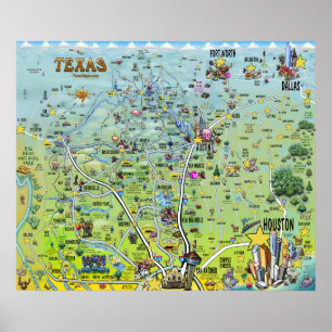 Póster Mapas de la diversión de Tejas