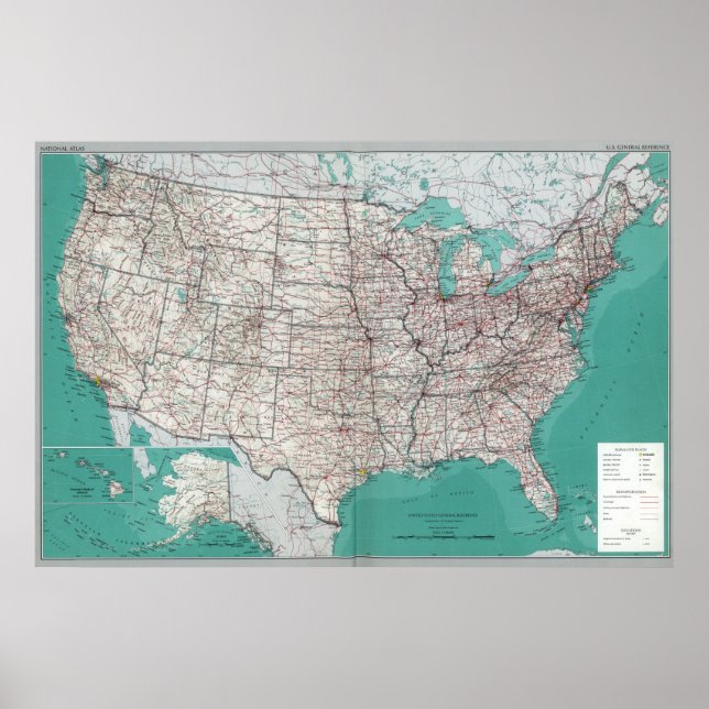 Póster Mapas de los Estados Unidos, Poster impreso de la  (Frente)