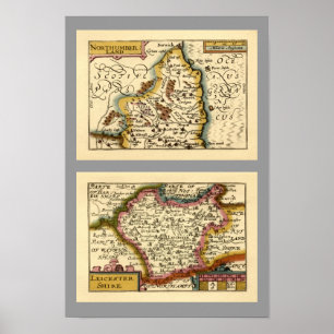 Póster Mapas del condado de Northumberland y de