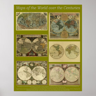 Póster Mapas del mundo a lo largo de los siglos