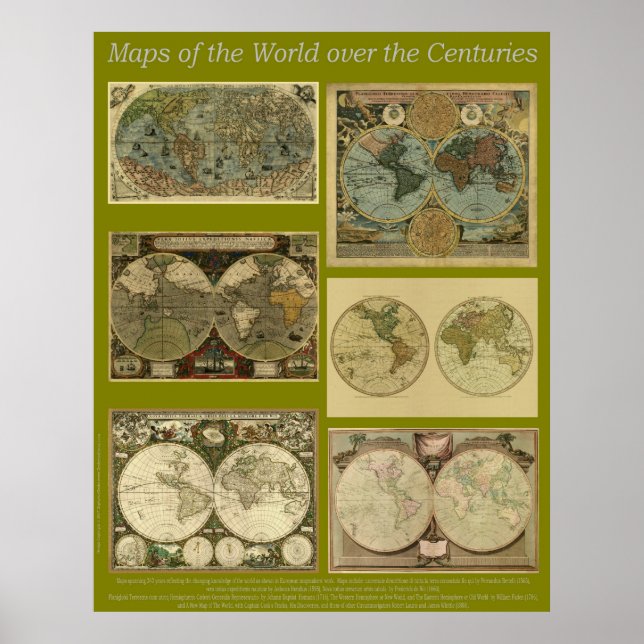 Póster Mapas del mundo a lo largo de los siglos (Frente)