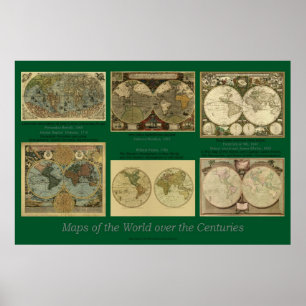 Póster Mapas del mundo a lo largo de los siglos