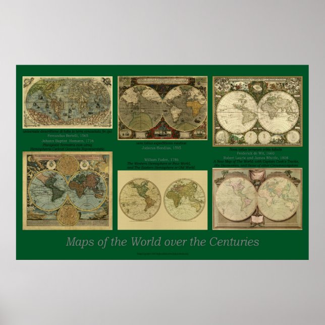 Póster Mapas del mundo a lo largo de los siglos (Frente)