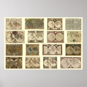 Póster Mapas del Viejo Mundo - 16 mapas de más de siglos