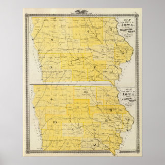 Póster Mapas estatales de Iowa