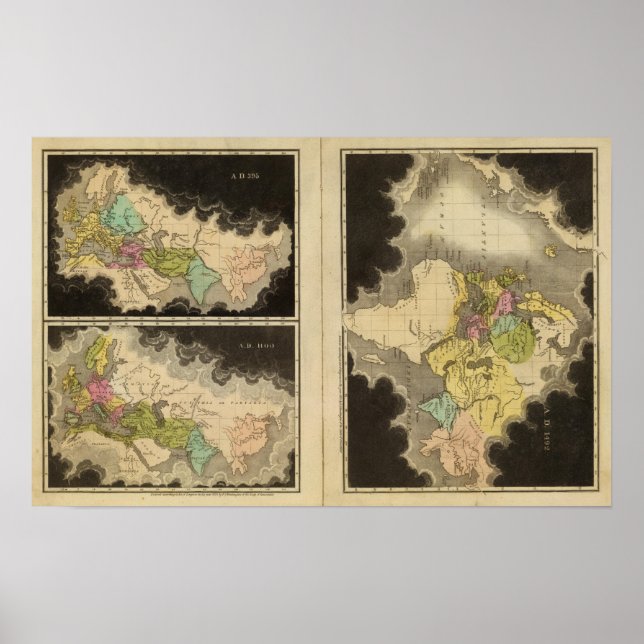 Póster Mapas grabados del mundo (Frente)