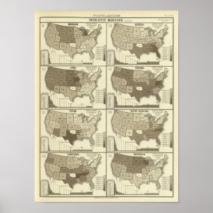 Póster Mapas litografiados de los Estados Unidos