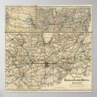 Póster Mapas mostrando la Indiana