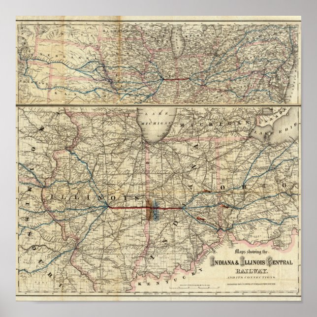 Póster Mapas mostrando la Indiana (Frente)