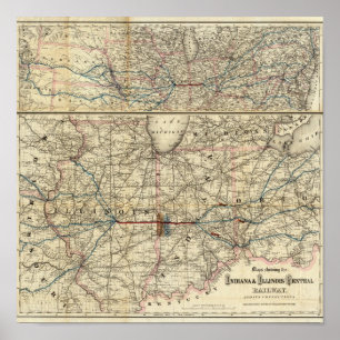 Póster Mapas que muestran la Indiana