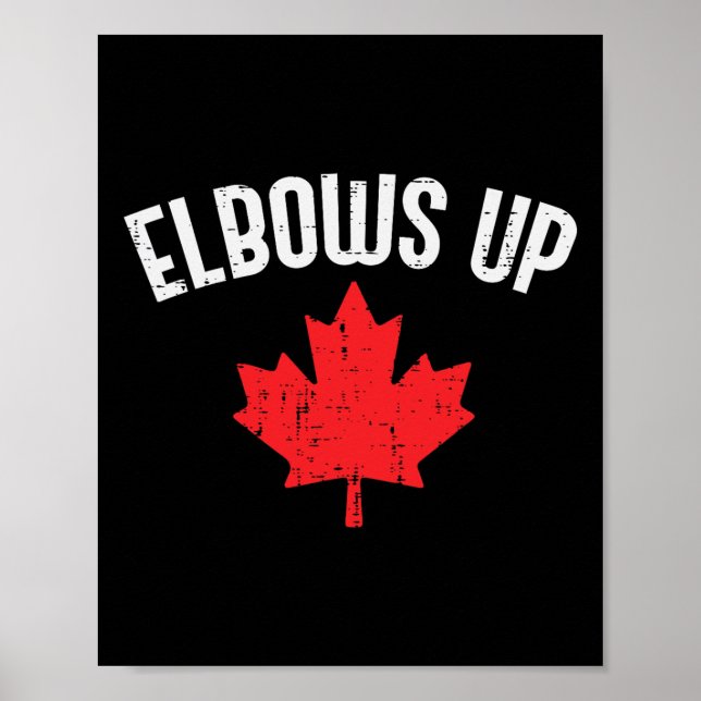 Póster Maple Leaf Levanta los Codos Canadá Funny Hockey C (Frente)