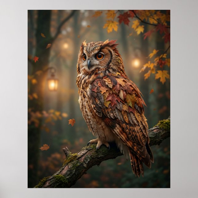 Póster Maple Owl Autumn Glow (Frente)