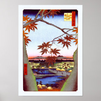 Póster Maple Trees Tekona Hiroshige Bella Artes japonés