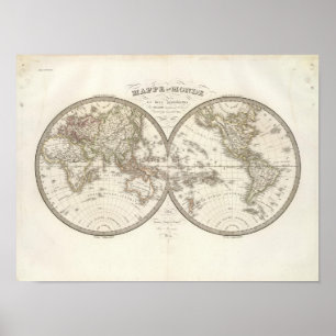 Póster Mappemonde - Mapa Mundial